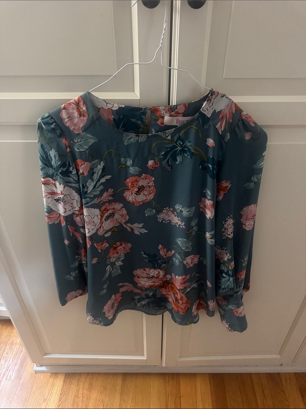 LOFT Teal Green Floral Blouse